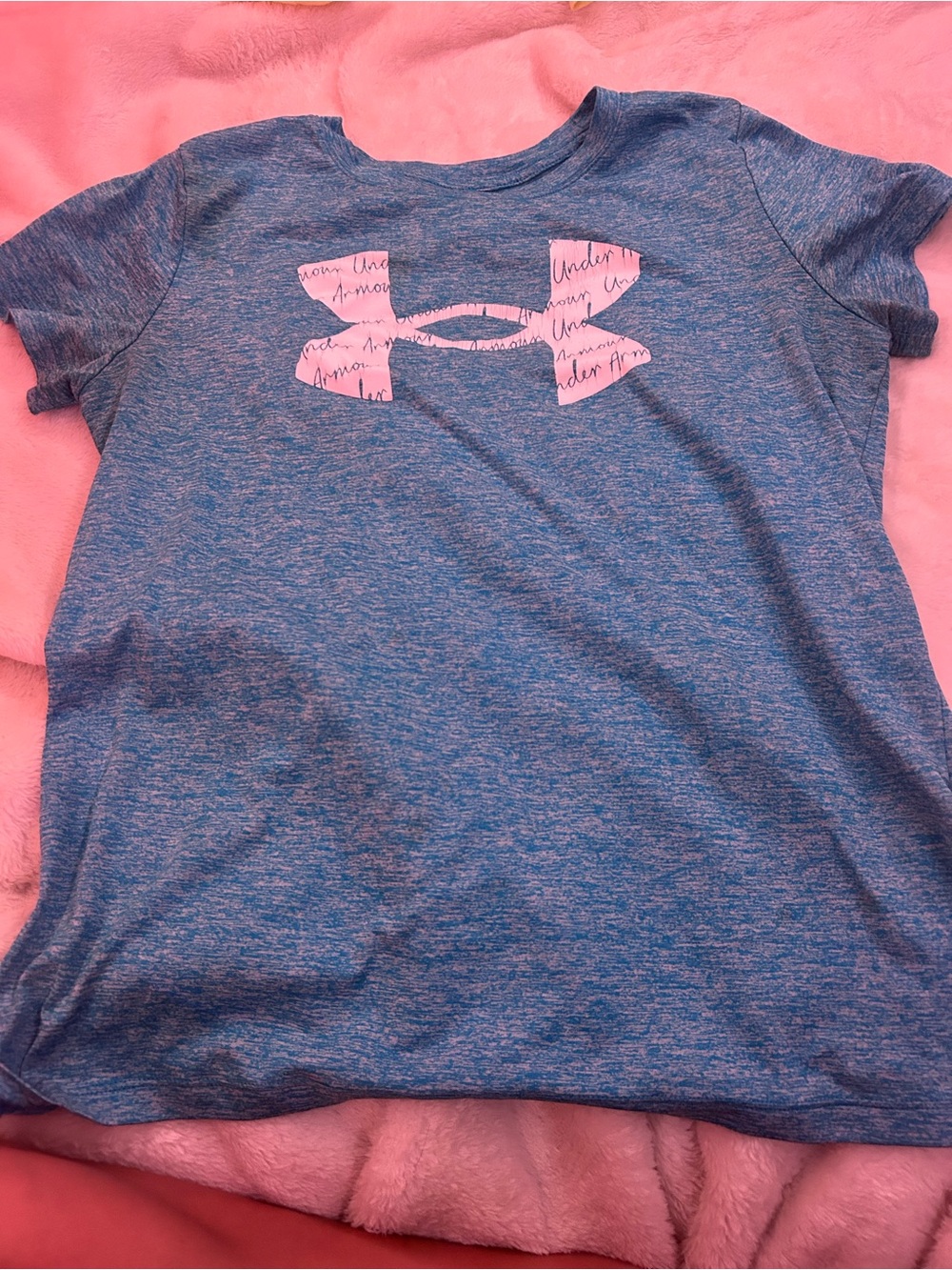 Under Armour Girls' Blue Heather Logo Tee